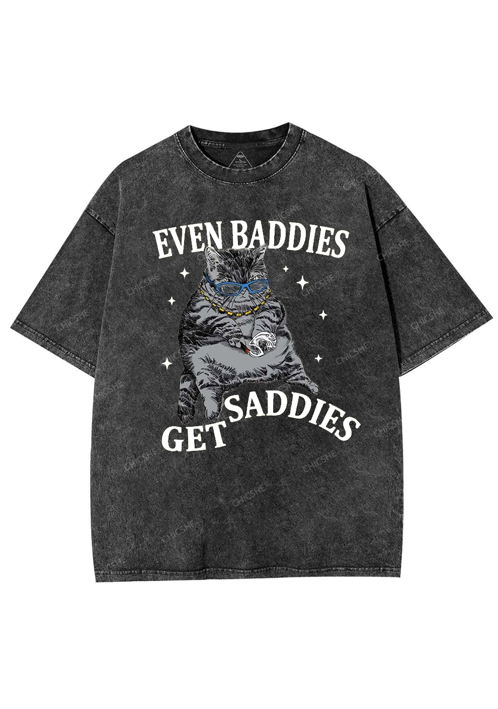 Even Baddies Get Saddies Y2K Washed Tee Chicshe