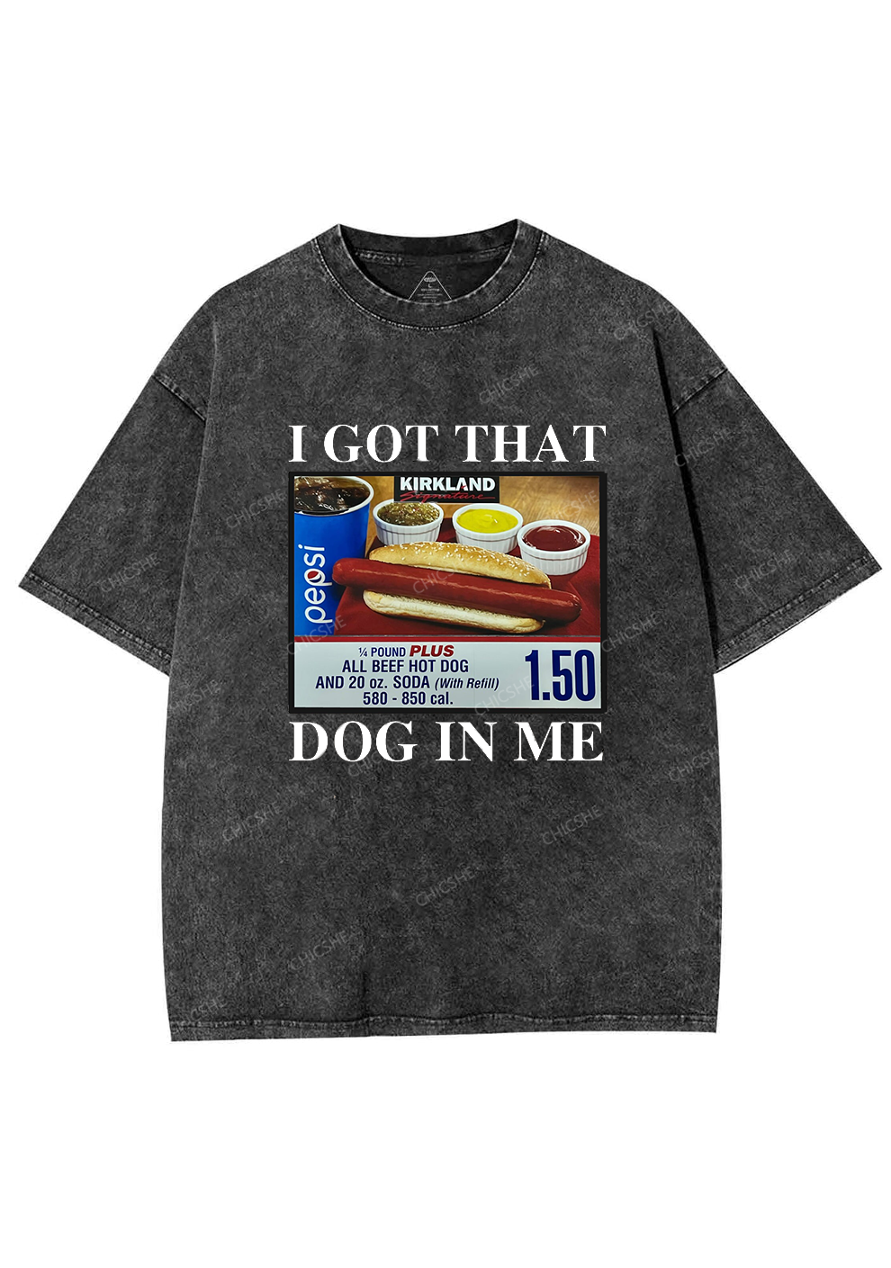 I Got That Hot Dog In Me Y2K Washed Tee Chicshe