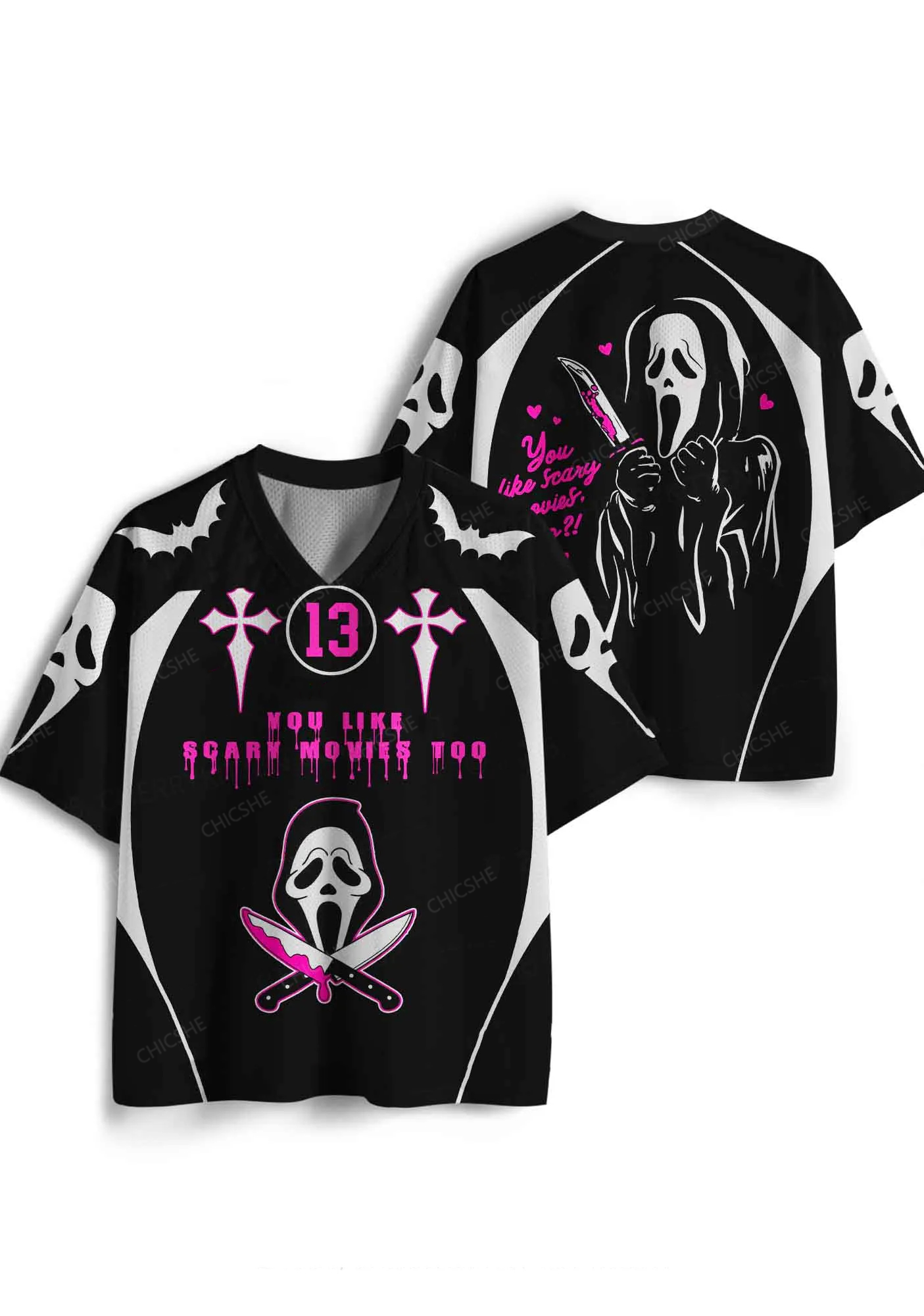 Halloween Custom Like Scary Movie Y2K Sport Jersey Shirts Chicshe