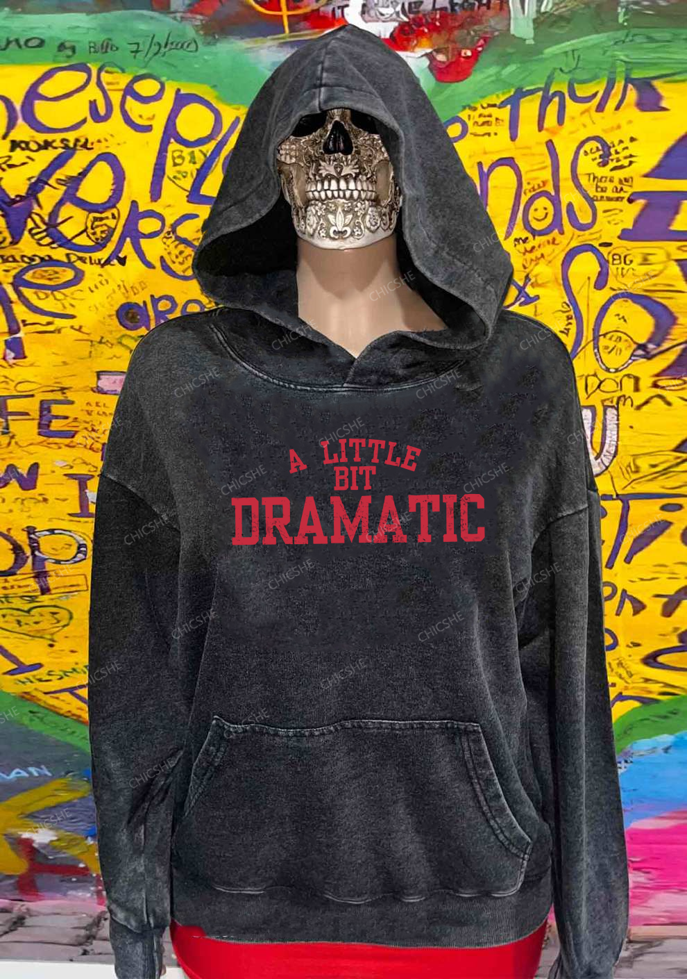 A Little Bit Dramatic Y2K Washed Hoodie Chicshe