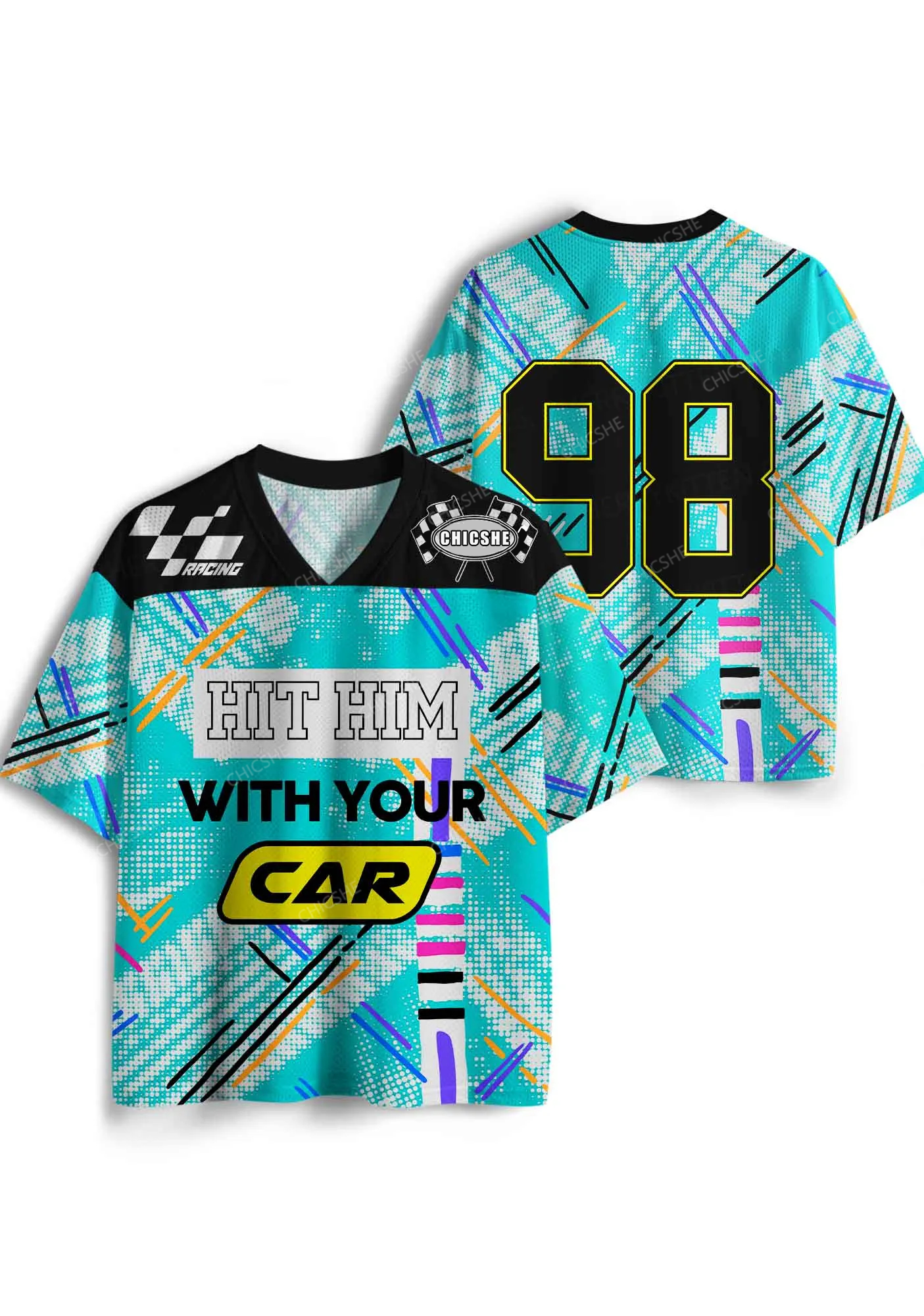 Custom Hit Him With Your Car Y2K Sport Jersey Shirts Chicshe