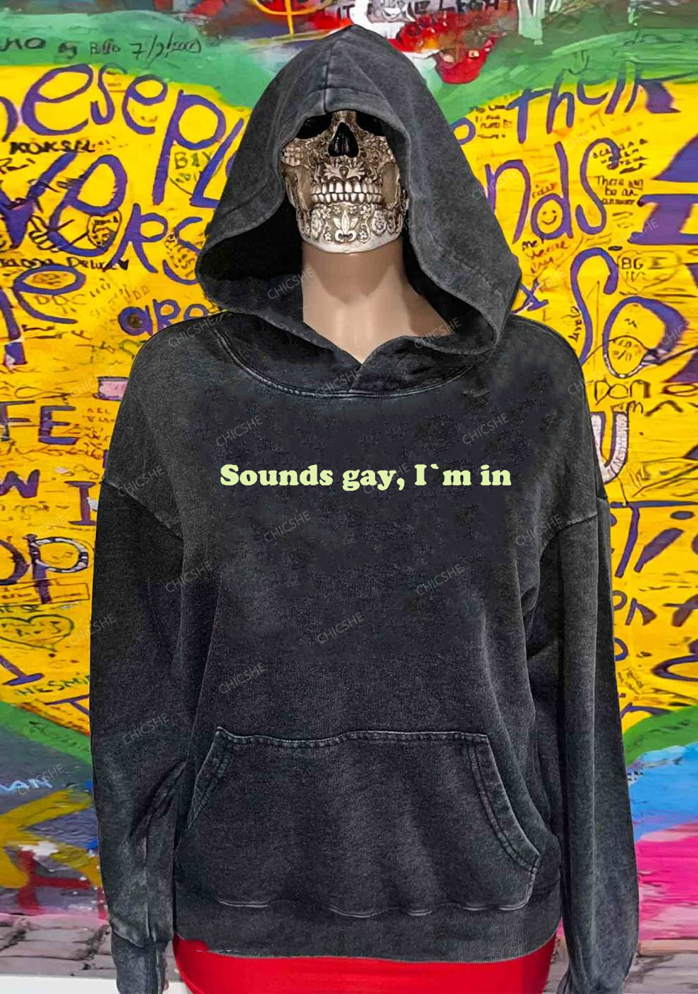 Sounds Gay Y2K Washed Hoodie Chicshe