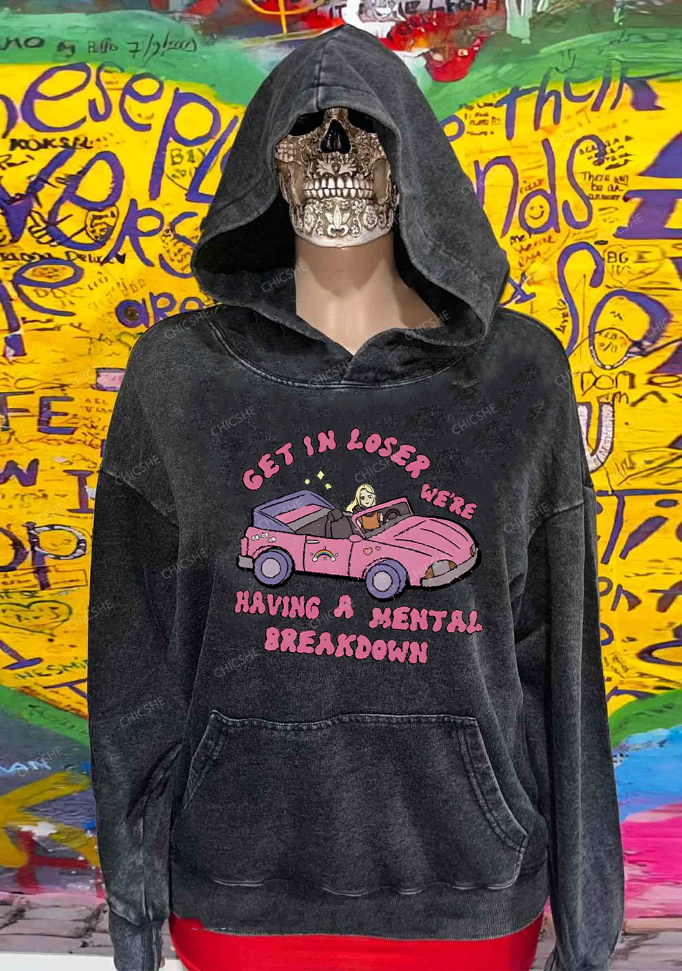 Get In The Car Y2K Washed Hoodie Chicshe