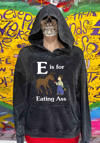 E Is For Eating Axx Y2K Washed Hoodie Chicshe