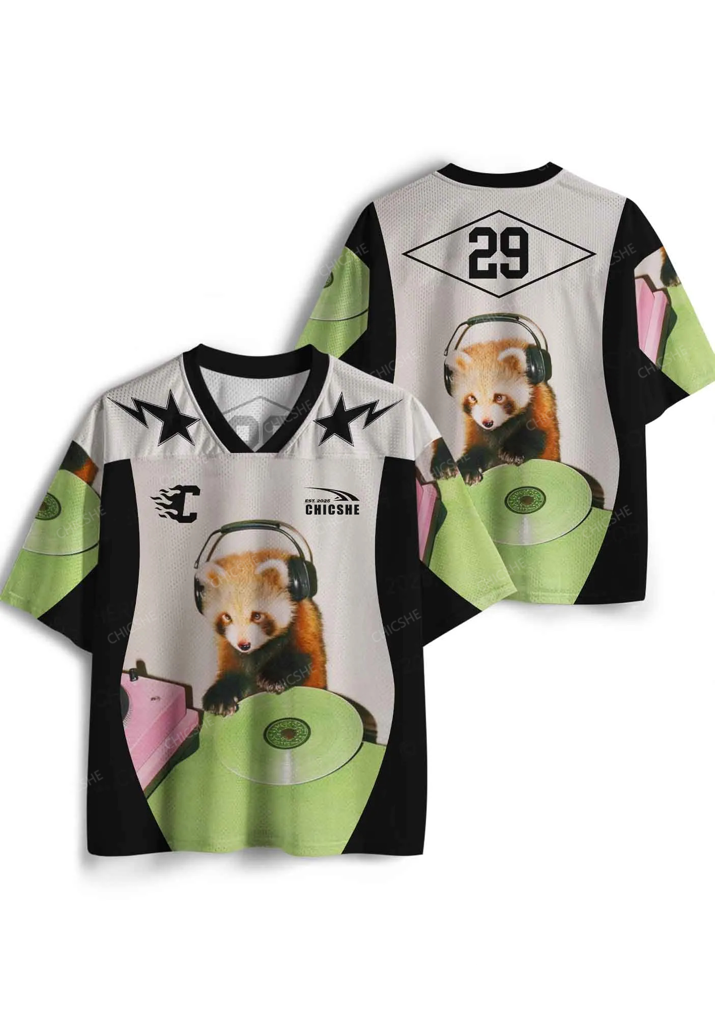 Custom Red Panda DJ Y2K Sport Jersey Shirts Chicshe
