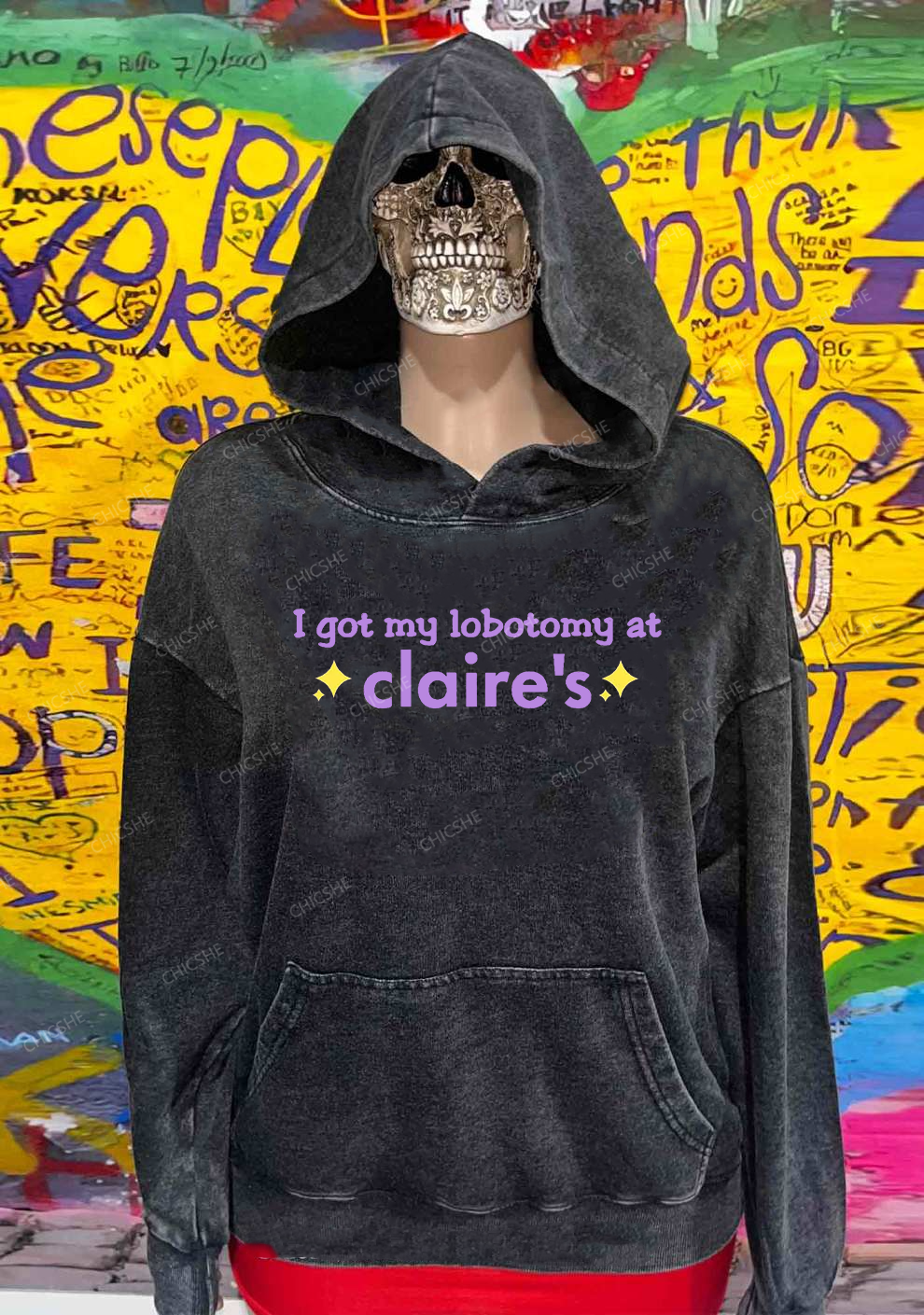 I Got My Lobotomy At Claire's Y2K Washed Hoodie Chicshe