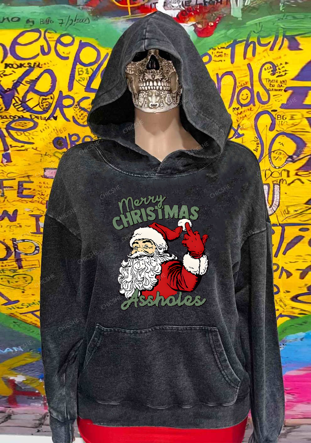 Merry Christmas Y2K Washed Hoodie Chicshe