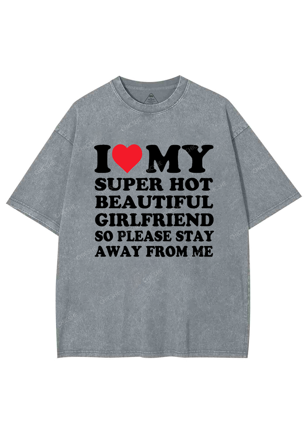 Love My Hot Girlfriend Y2K Valentine's Day Washed Tee Chicshe