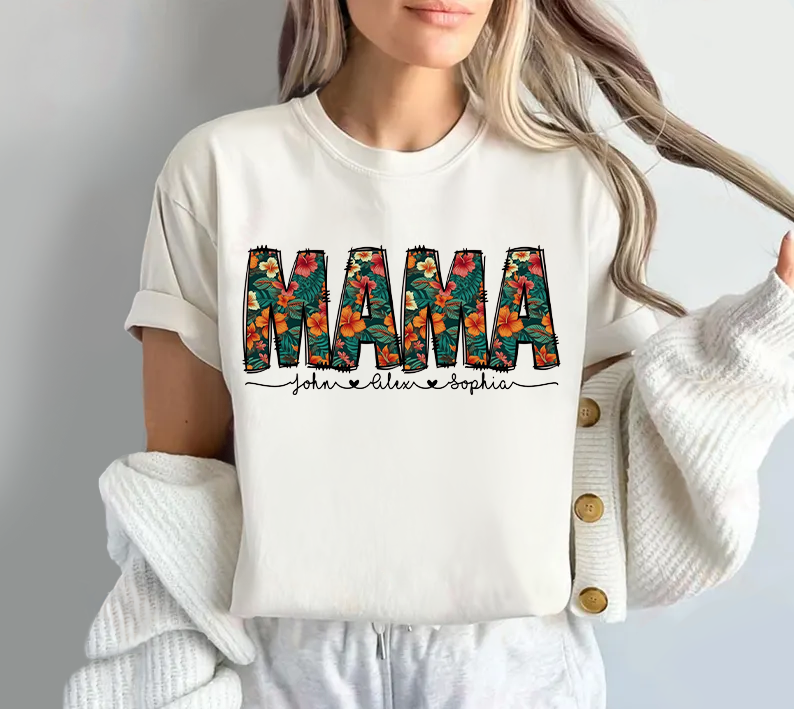 Floral Shading Mama T-shirt