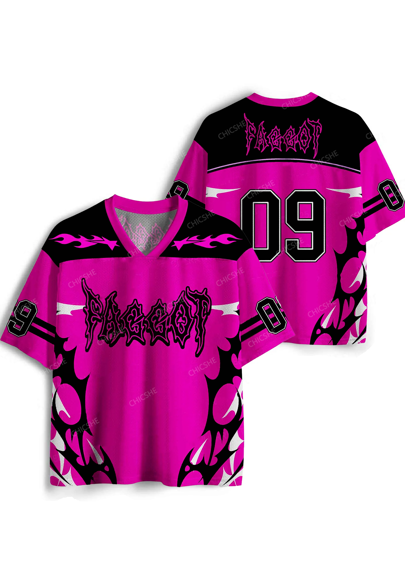 Custom Hot Pink Punk Faggot Pride Y2K Sport Jersey Shirts Chicshe