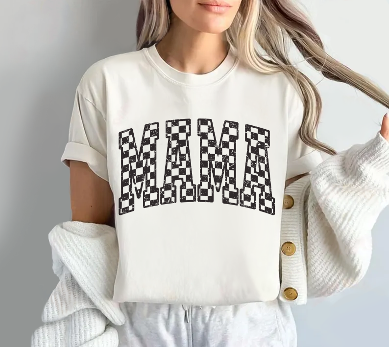 Black Plaid Mama T-shirt