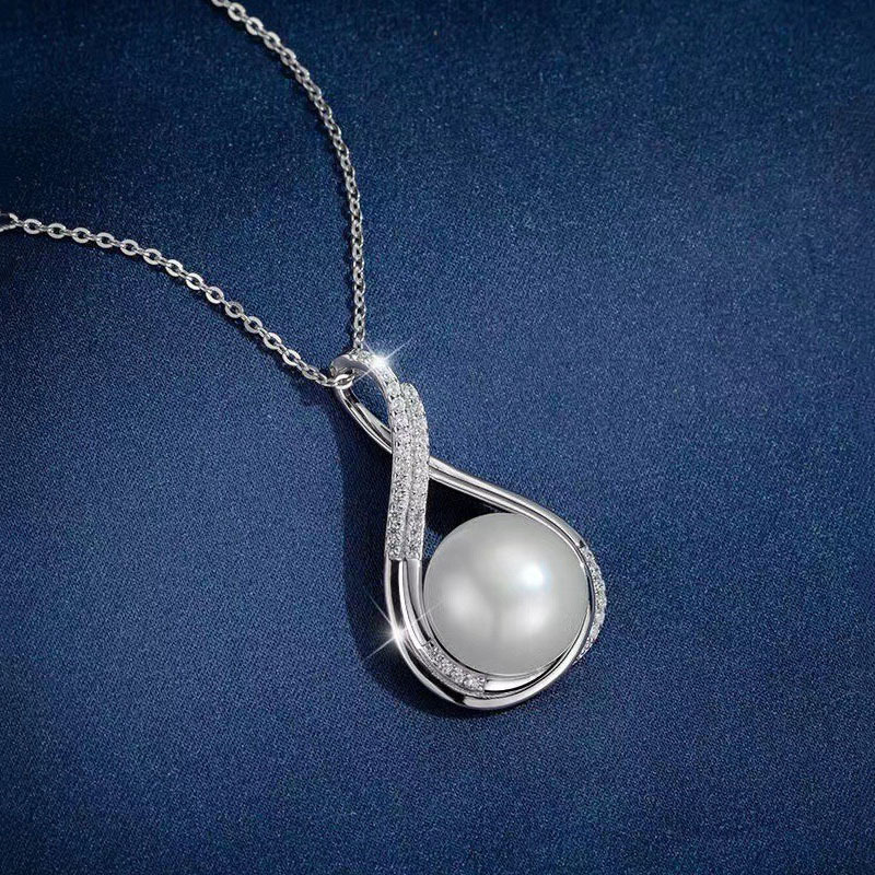 Pearl With Diamonds For Mama Clavicle Necklace Earrings