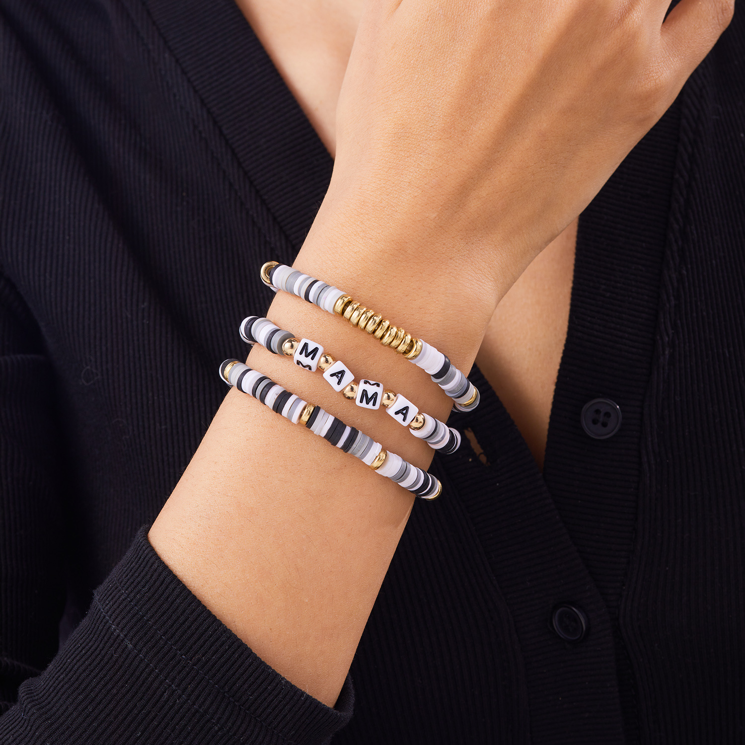 Polymer Clay Handmade Woven Bracelet For Mama