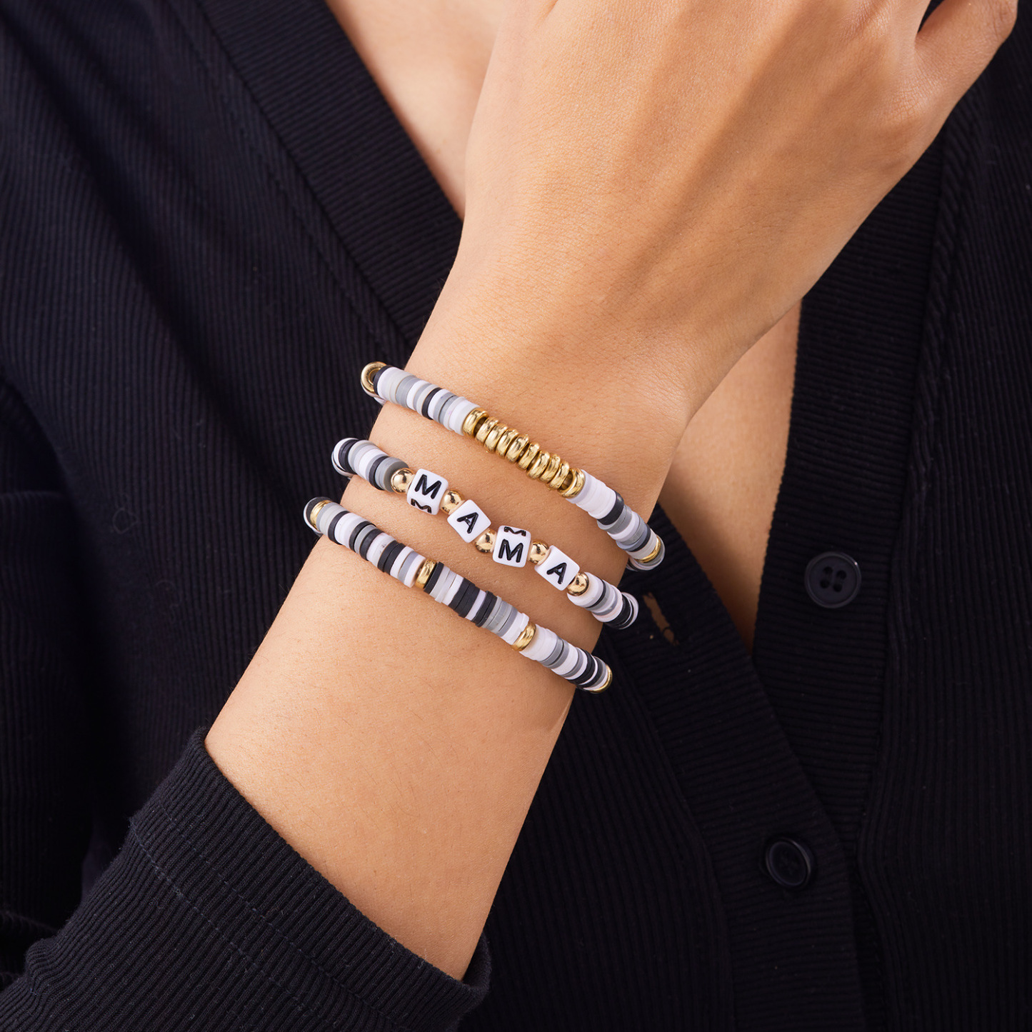 Polymer Clay Handmade Woven Bracelet For Mama