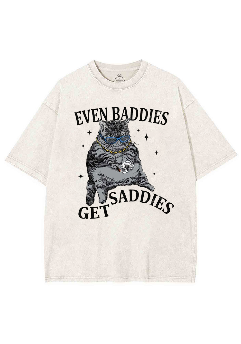Even Baddies Get Saddies Y2K Washed Tee Chicshe