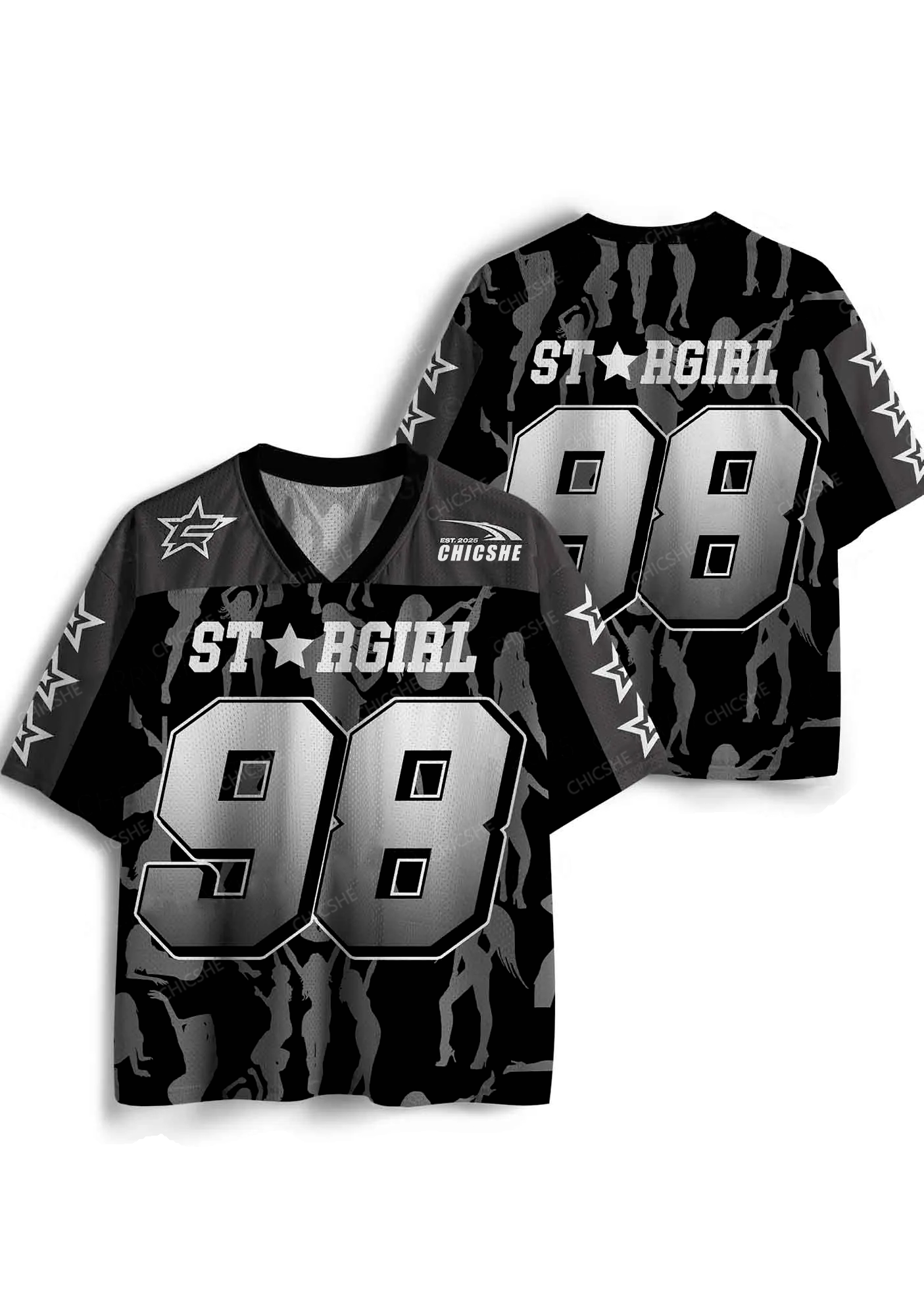 Custom Black Star Girl Y2K Sport Jersey Shirts Chicshe