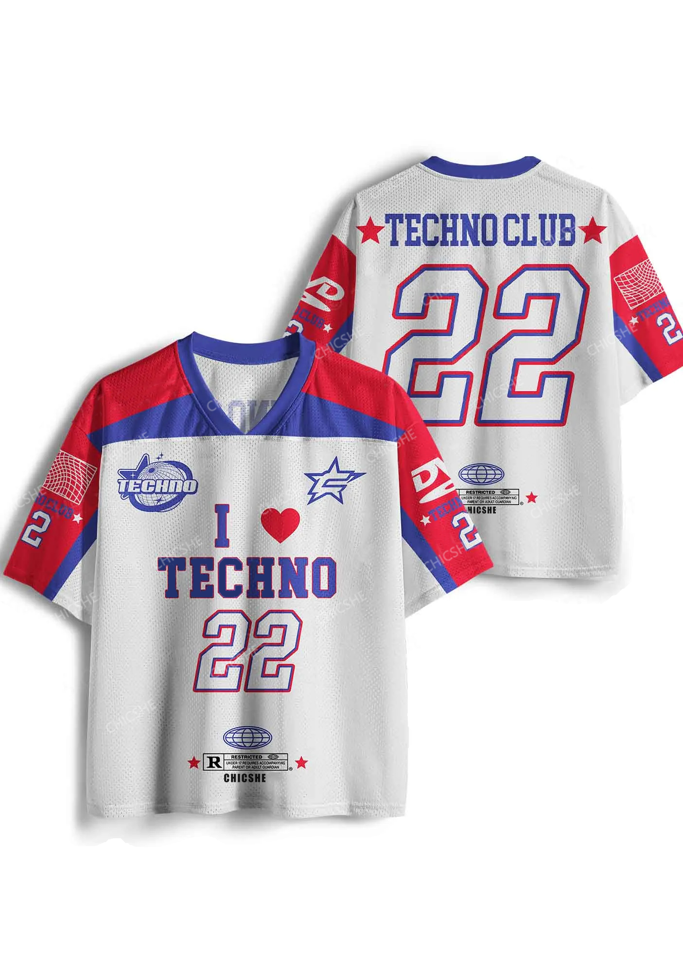 Custom I Love Techno Club Y2K Sport Jersey Shirts Chicshe