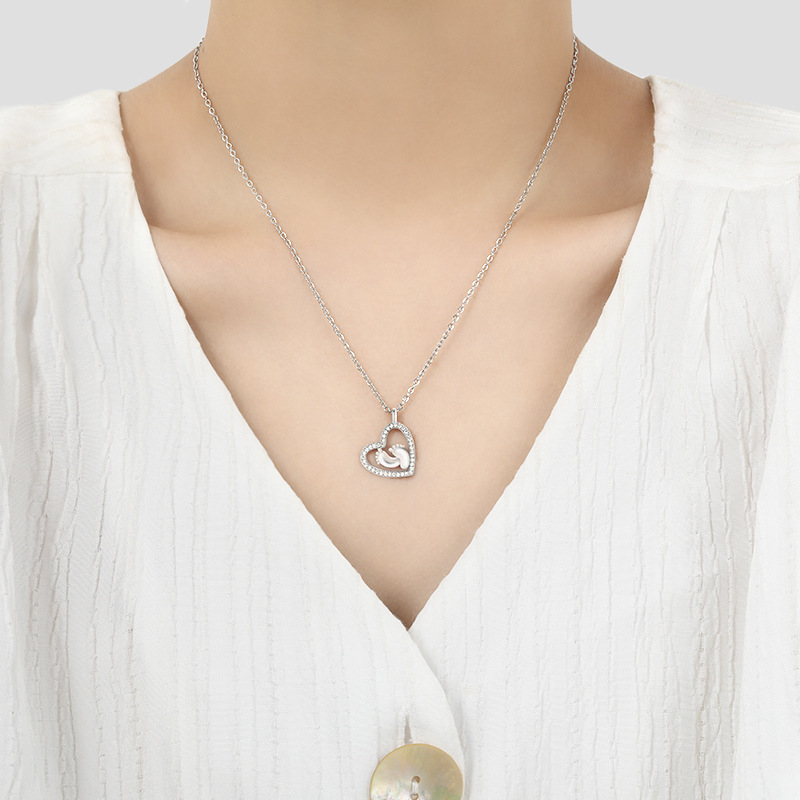 Baby Footprints Heart Footprint Necklace