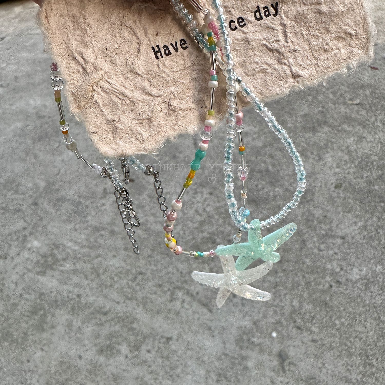 Colorful Y2k Star Beaded Collarbone Chain