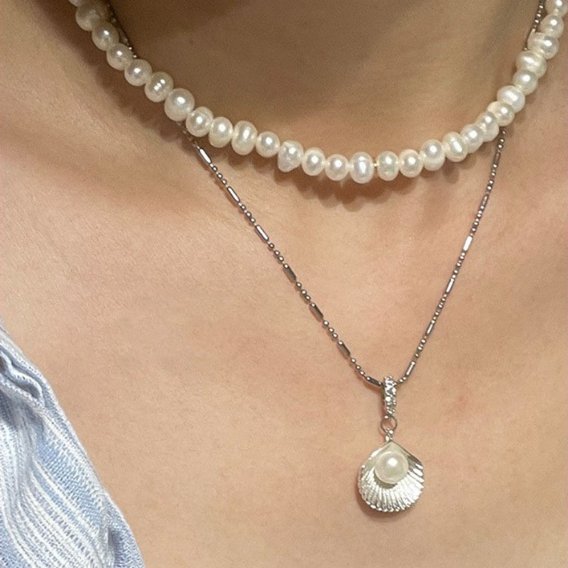 Simple Fashion Shell Imitation Pearl Stacking Necklace