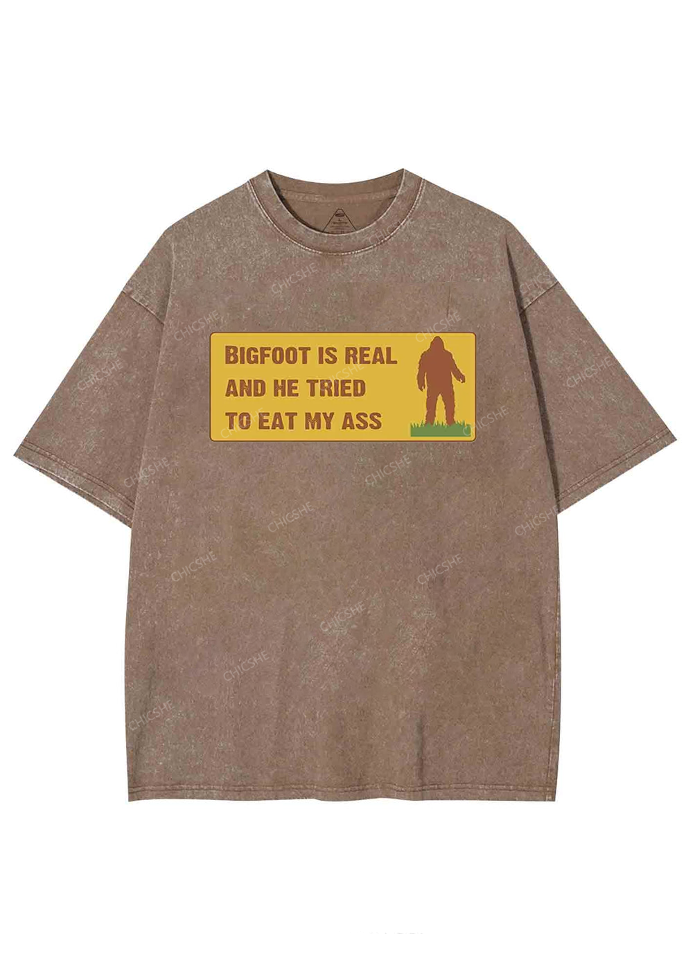 Bigfoot Is Real Y2K Washed Tee Chicshe