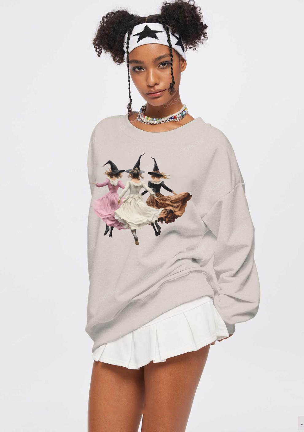 Chicshe Halloween Girls Y2K Washed Sweatshirts 
