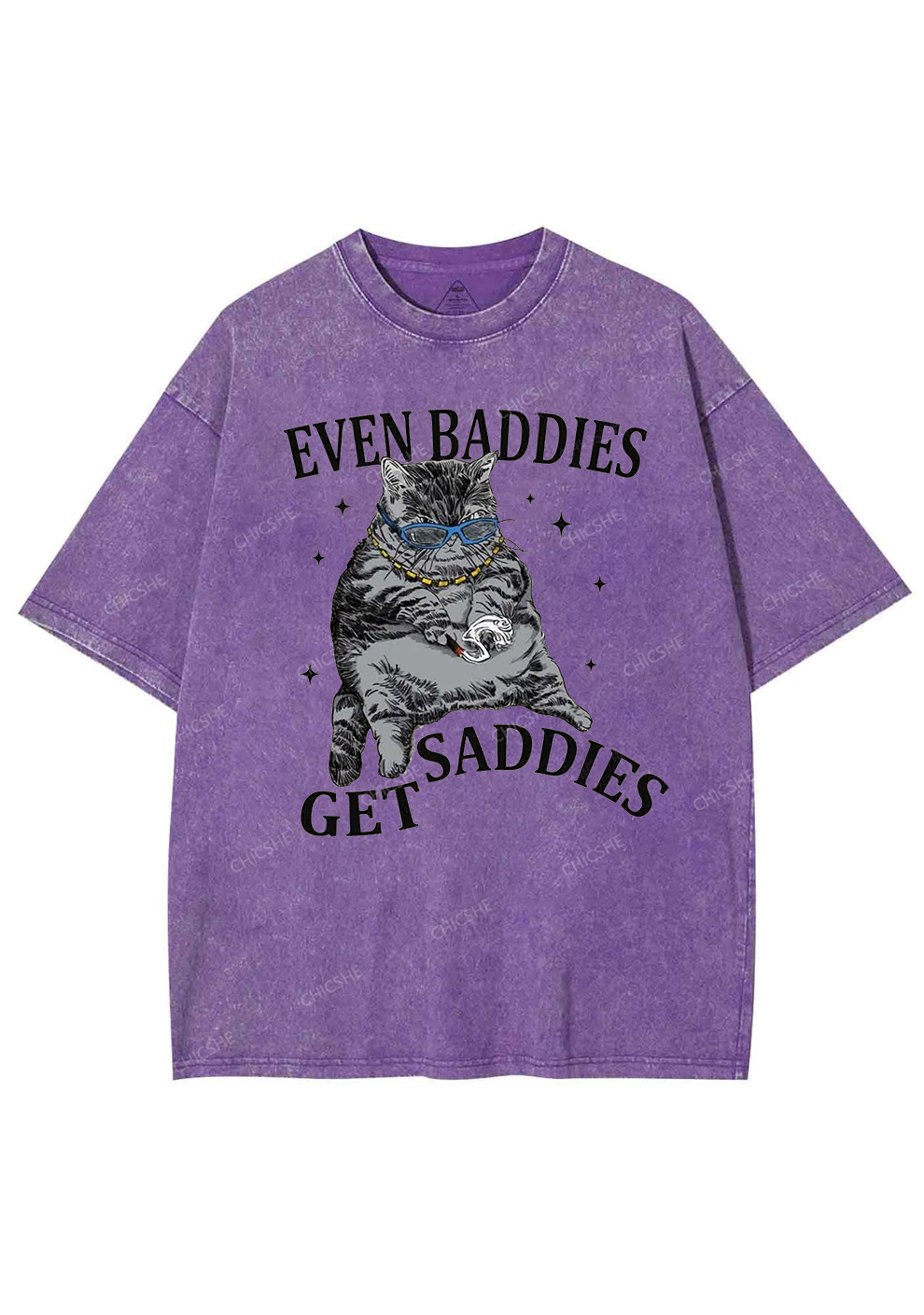 Even Baddies Get Saddies Y2K Washed Tee Chicshe