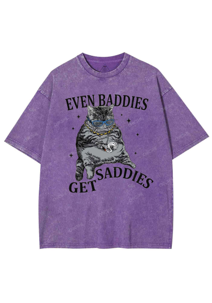Even Baddies Get Saddies Y2K Washed Tee Chicshe