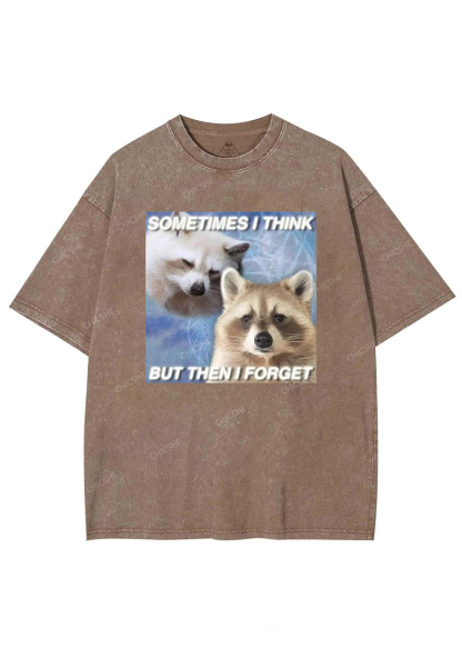 Raccoon Sometimes Think Y2K Washed Tee Chicshe