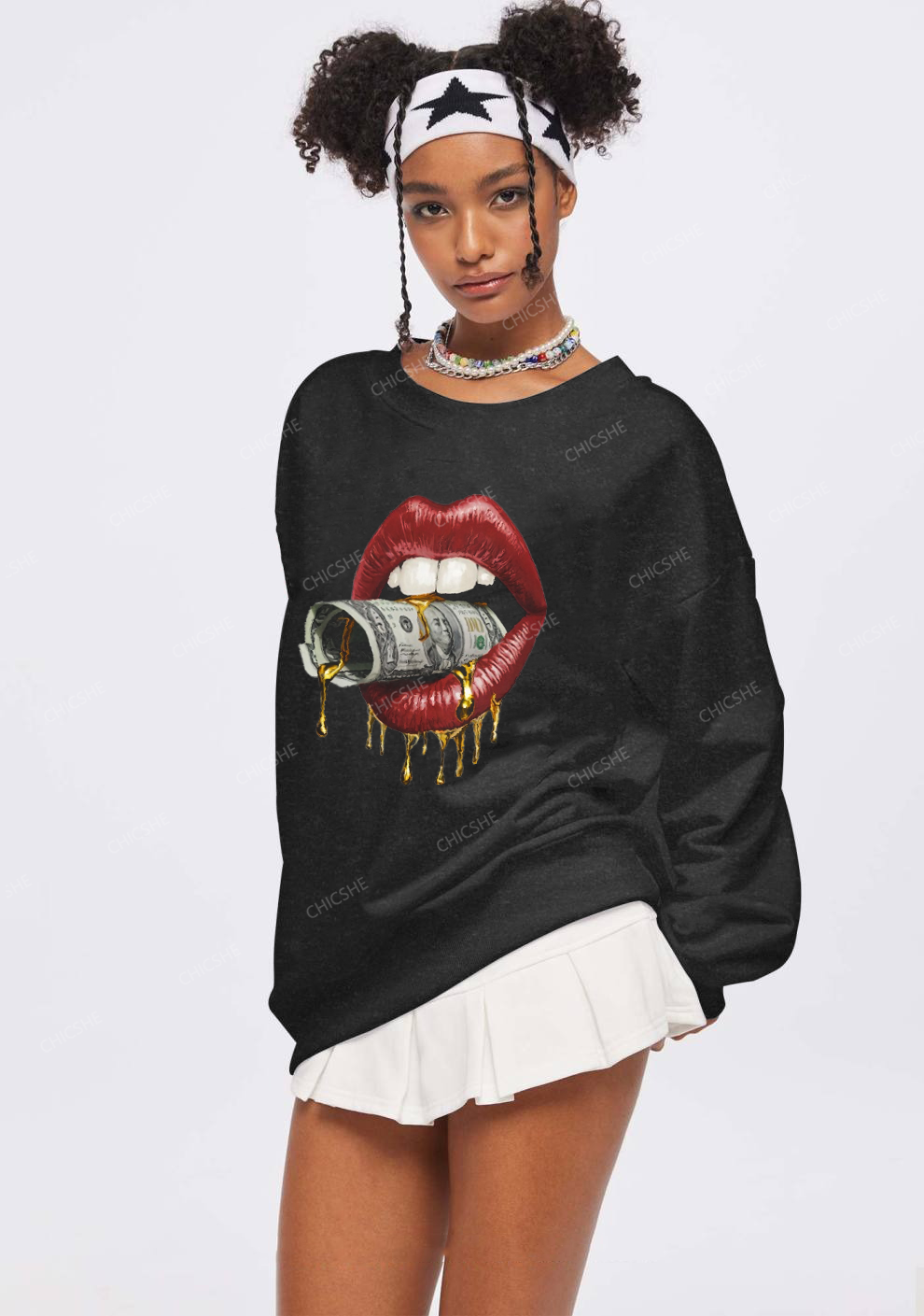 Chicshe Rich Woman Y2K Washed Sweatshirts 