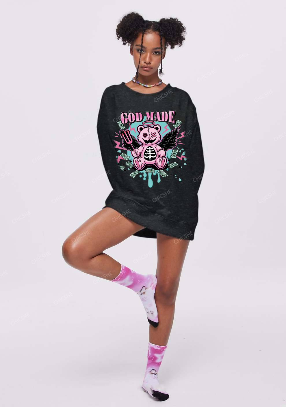 Chicshe Rich Guy Y2K Washed Sweatshirts 