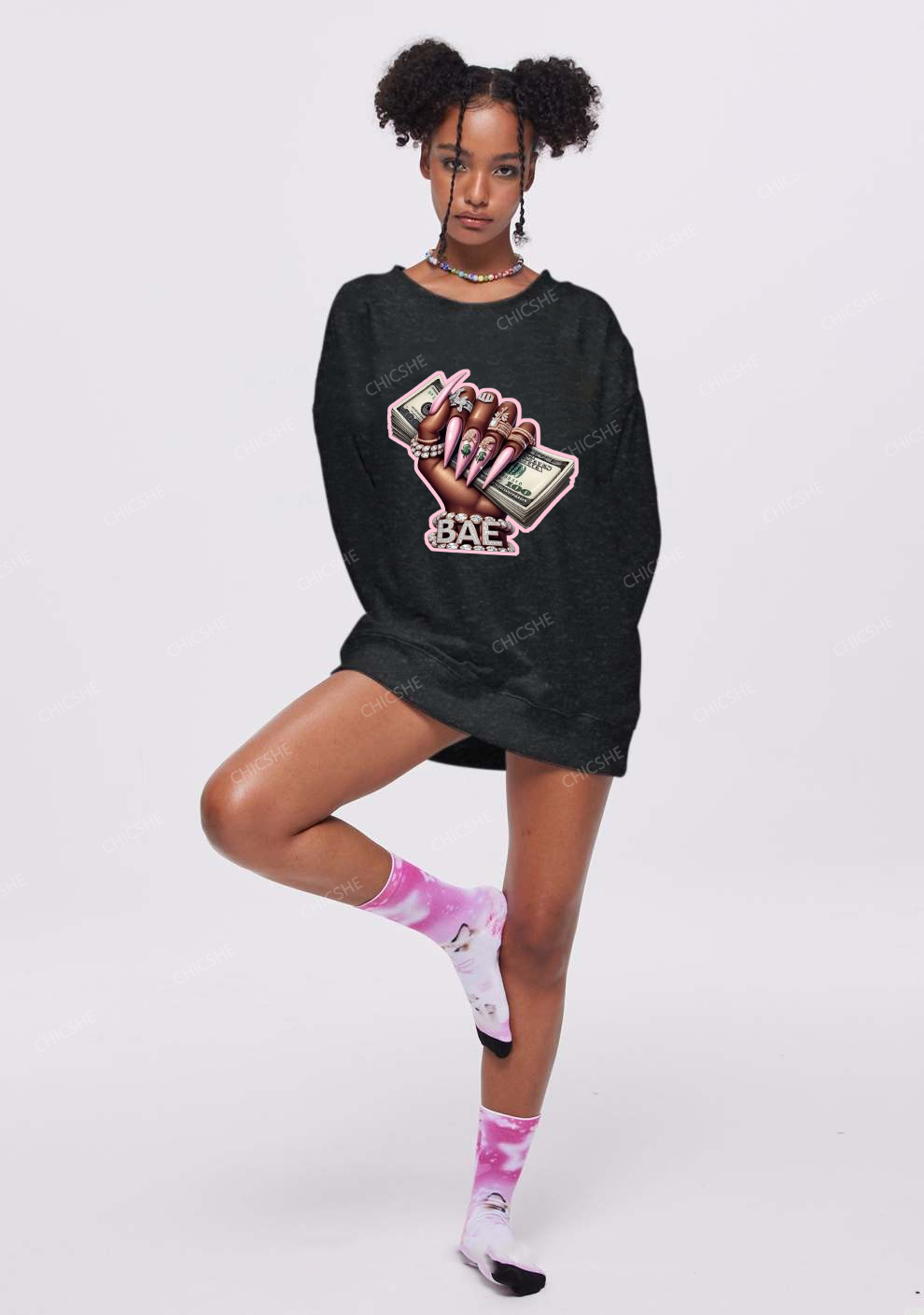 Chicshe Rich Girl Y2K Washed Sweatshirts 