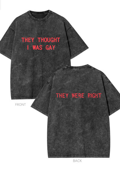 I Was Gay Two Sides Y2K Washed Tee Chicshe