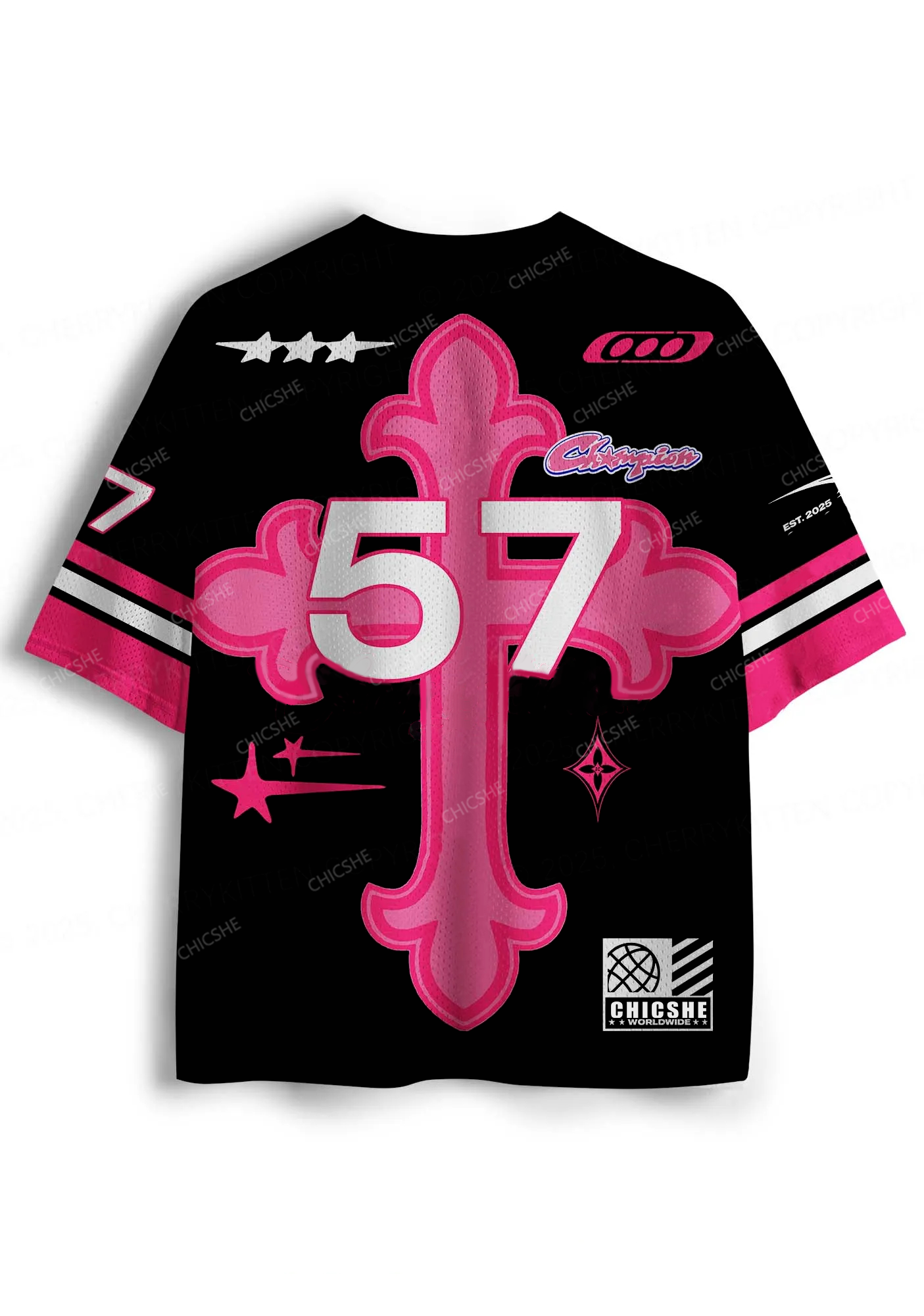 Custom Pink Cross Y2K Sport Jersey Shirts Chicshe