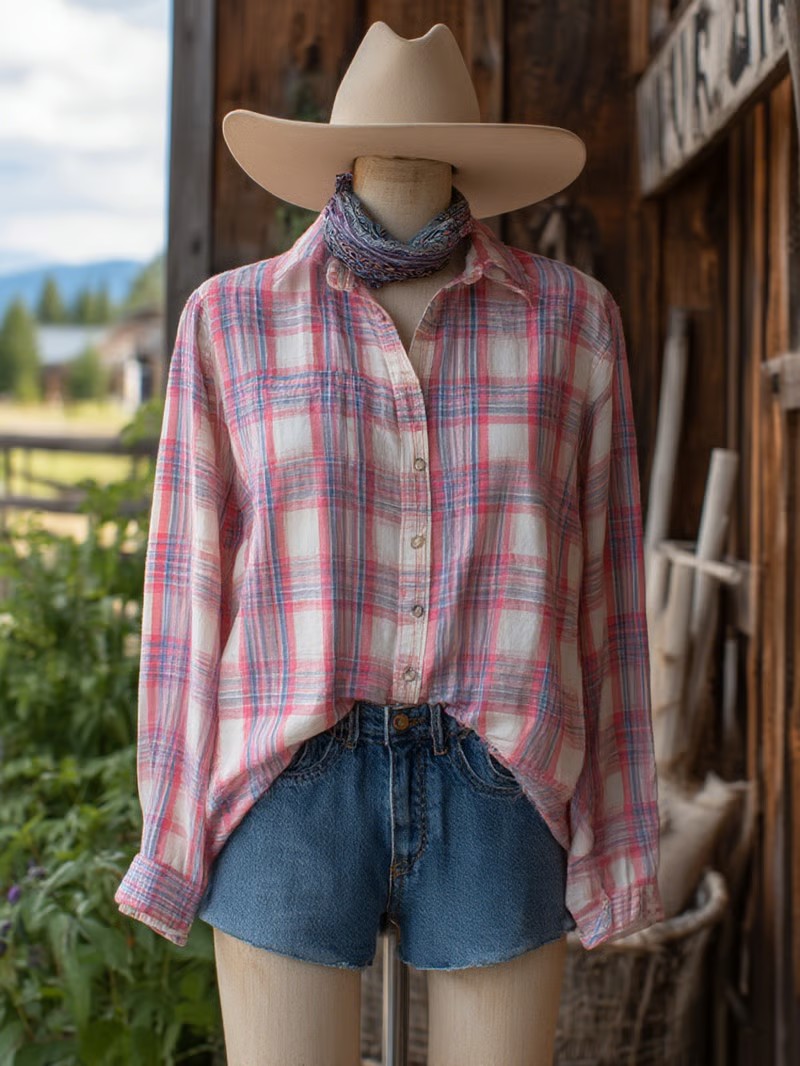 Women's Vintage Western Floral Long Sleeve Shirt
