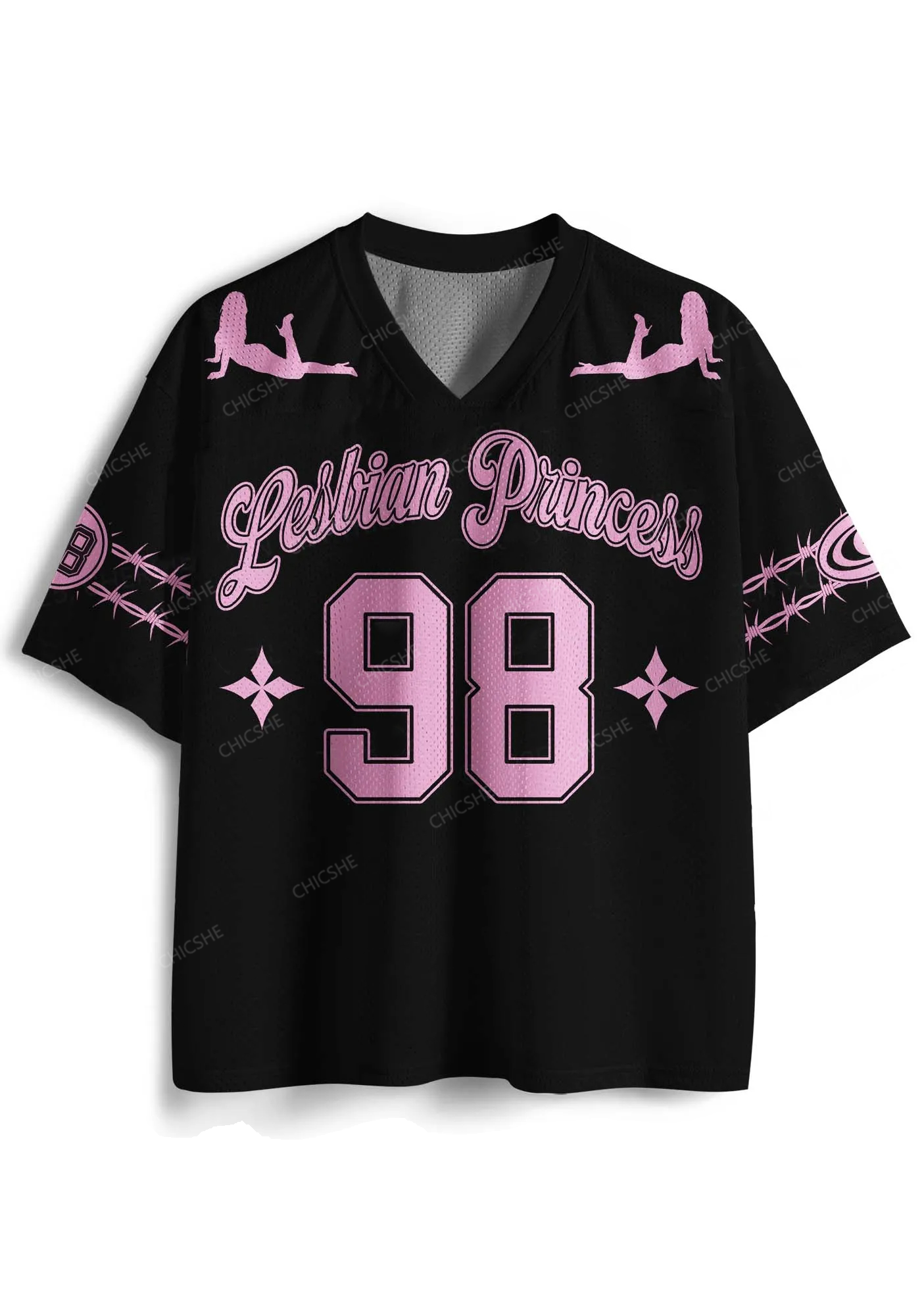 Custom Pink Lesbian Princess Pride Y2K Sport Jersey Shirts Cherrykitte