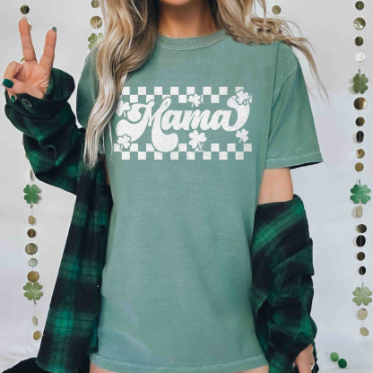 Retro Checkered St Patrick's Day Mama Daddy Shirts