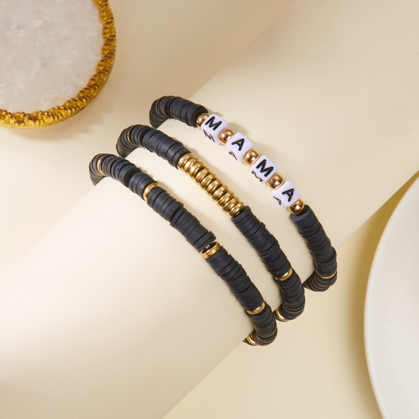 Polymer Clay Handmade Woven Bracelet For Mama