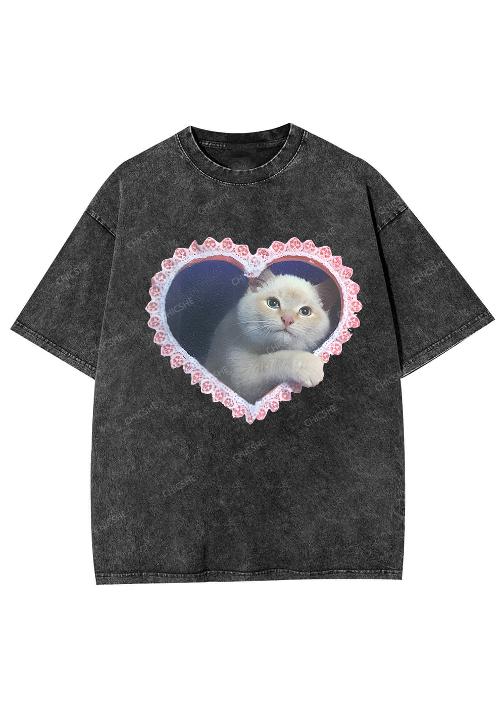 Chicshe Can't Say No To Cats Y2K Shirts Washed Tee 