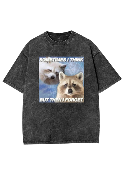 Raccoon Sometimes Think Y2K Washed Tee Chicshe