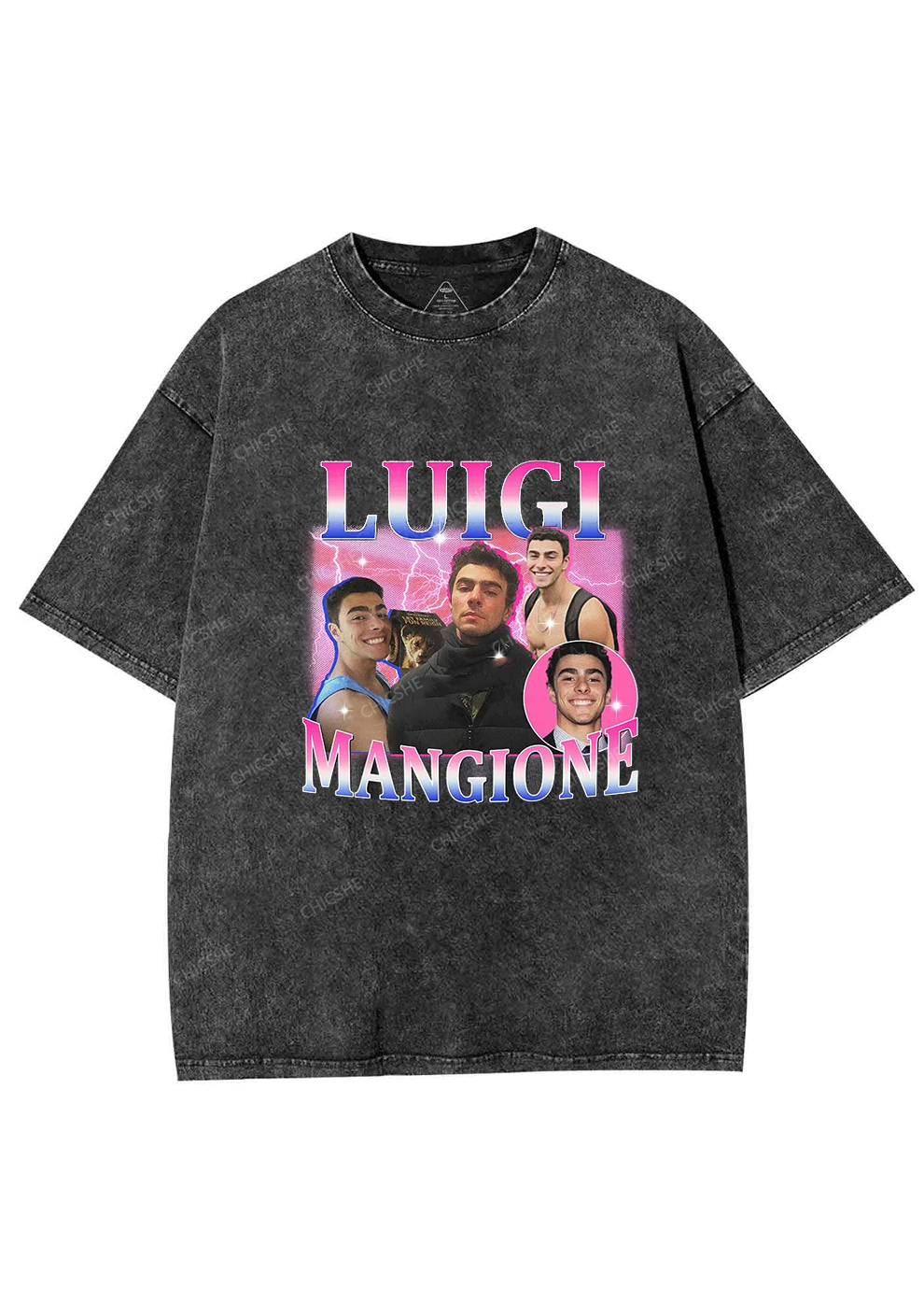 Bluepink Luigi Portrait Y2K Washed Tee Chicshe