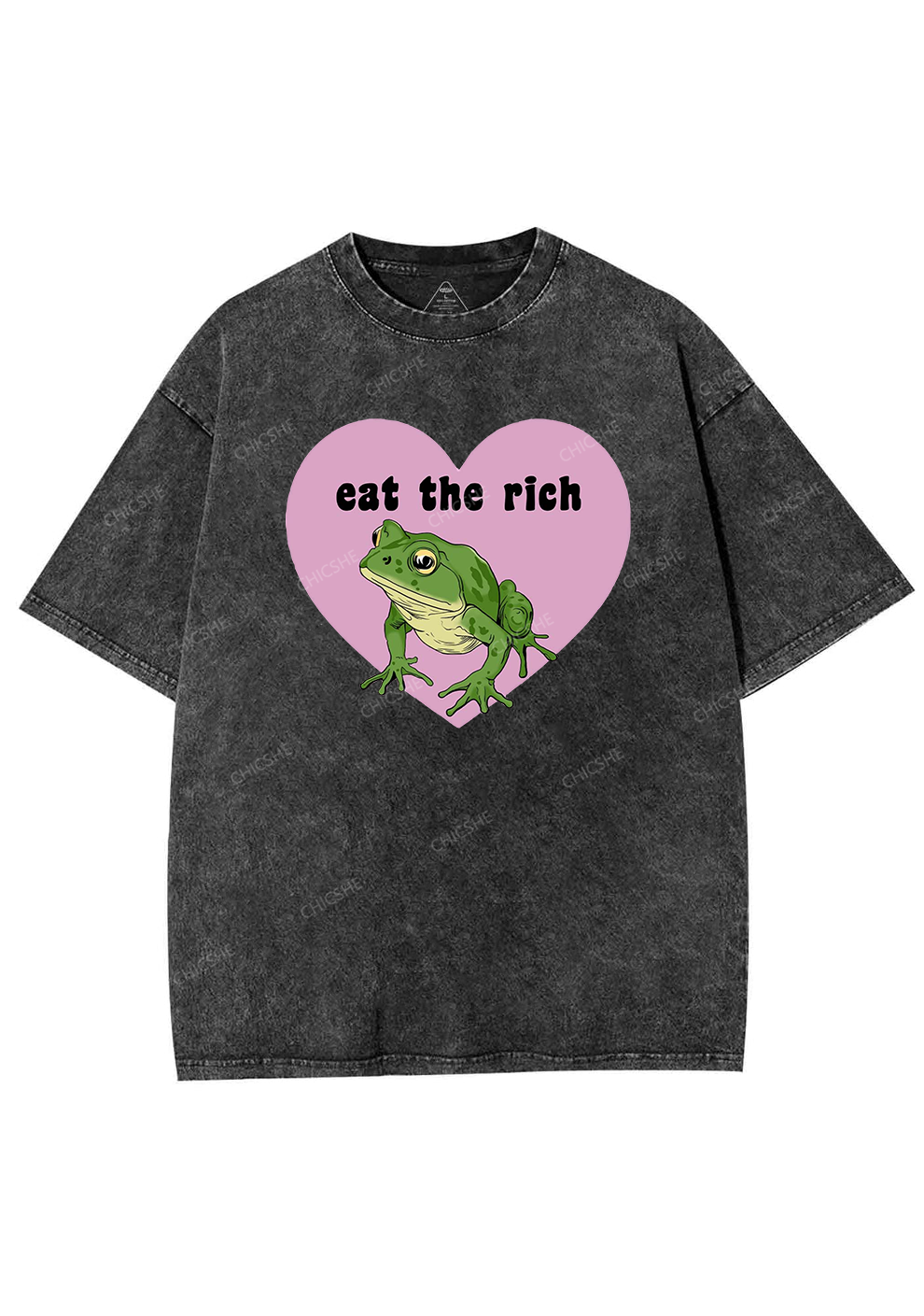 Eat The Rich Frog Y2K Washed Tee Chicshe