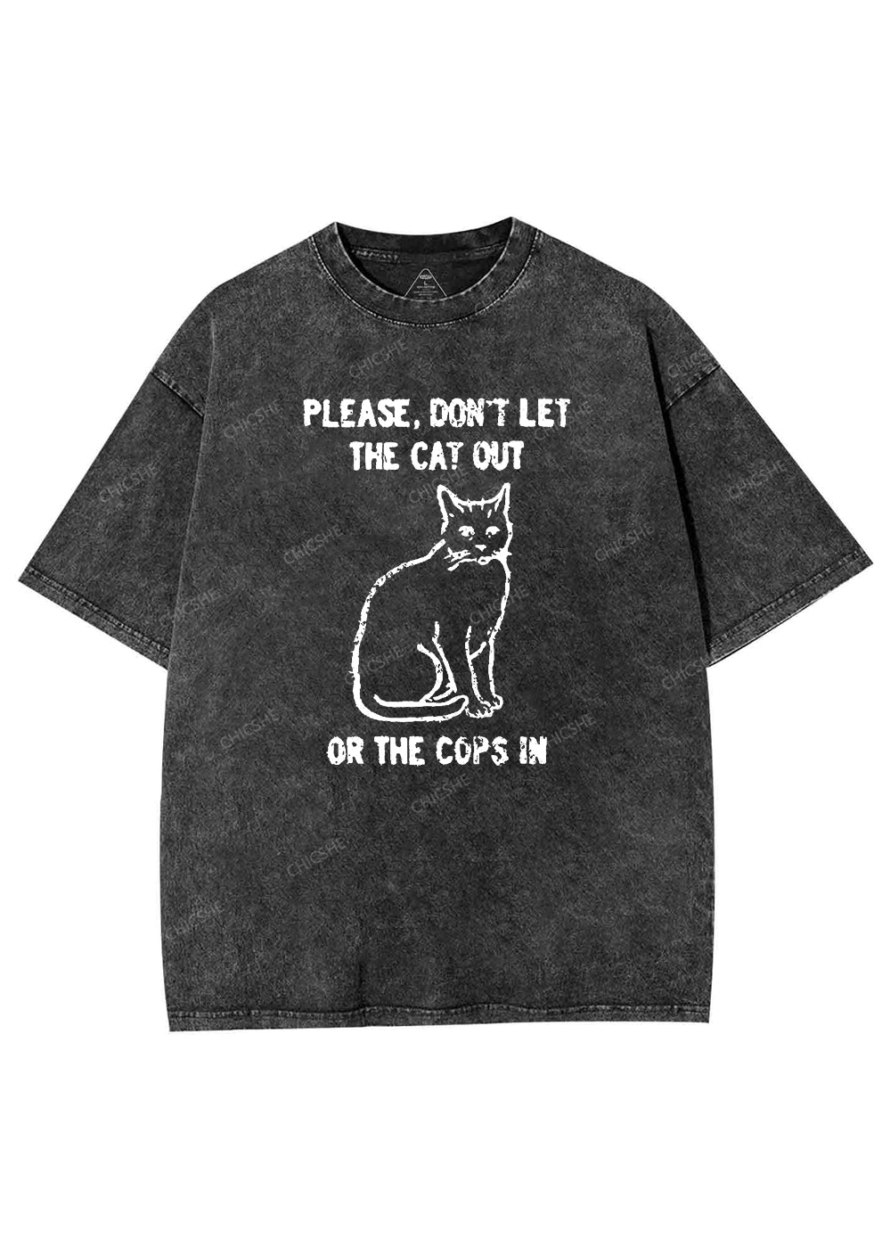 Don't Let The Cat Out Y2K Washed Tee Chicshe