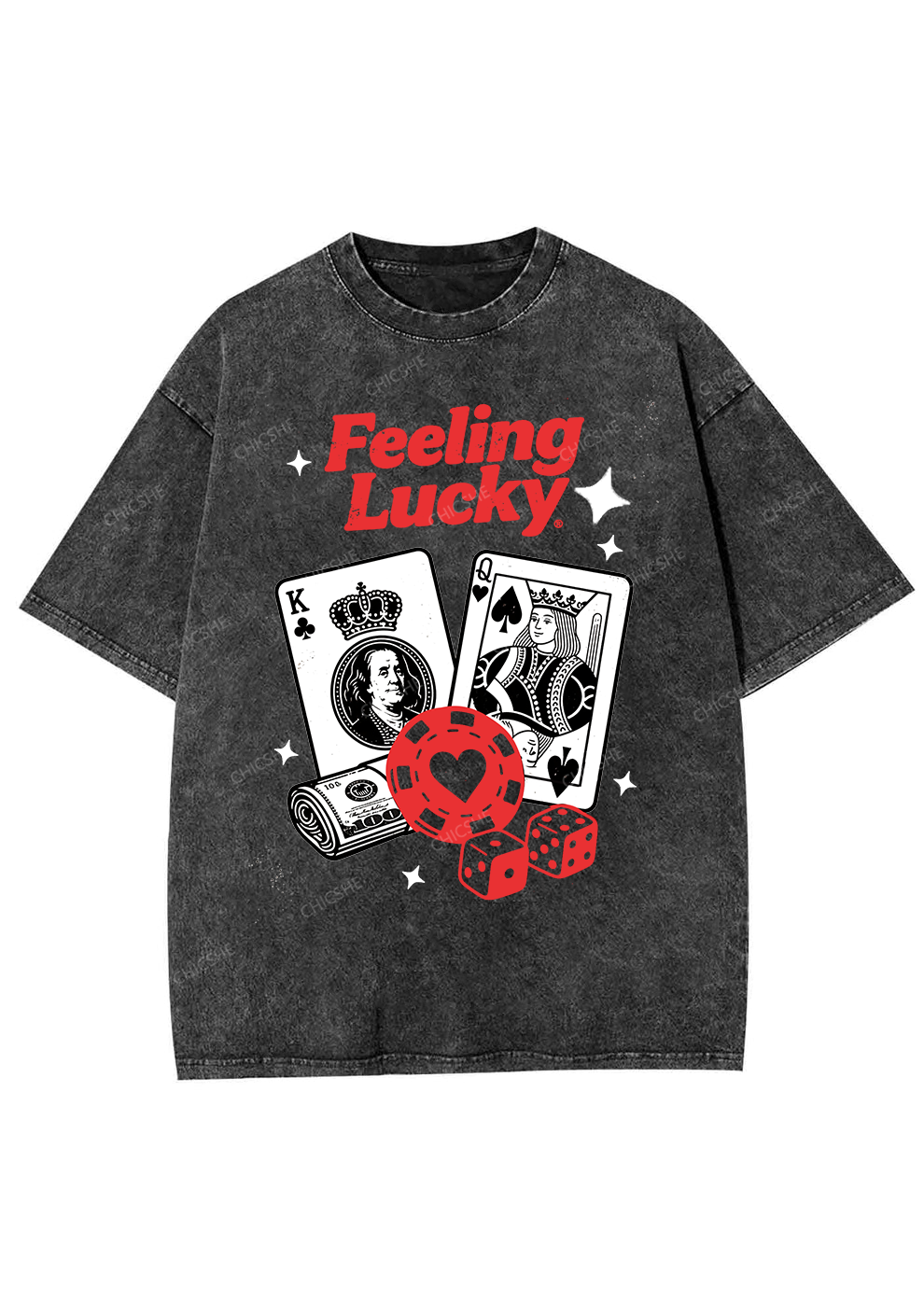 Chicshe Feeling Lucky Y2K Shirts Washed Tee