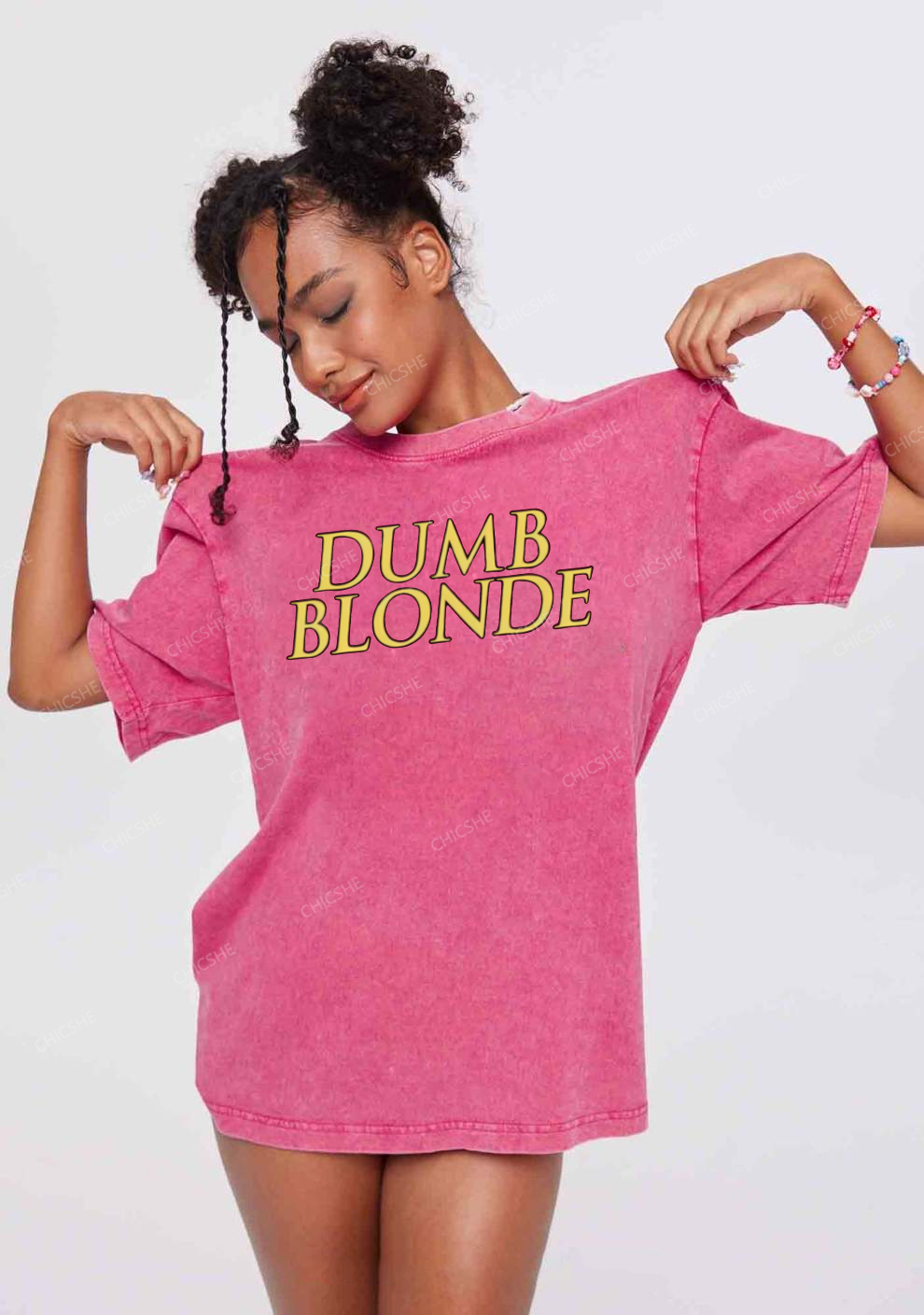 Dumb Blonde Y2K Washed Tee Chicshe