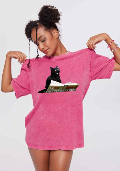 It Says Here You're A Bixxh Y2K Washed Tee Chicshe