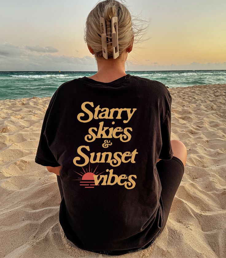 Starry Skies Sunset Vibes Coconut Girl Ocean Inspired Style Beach Tee