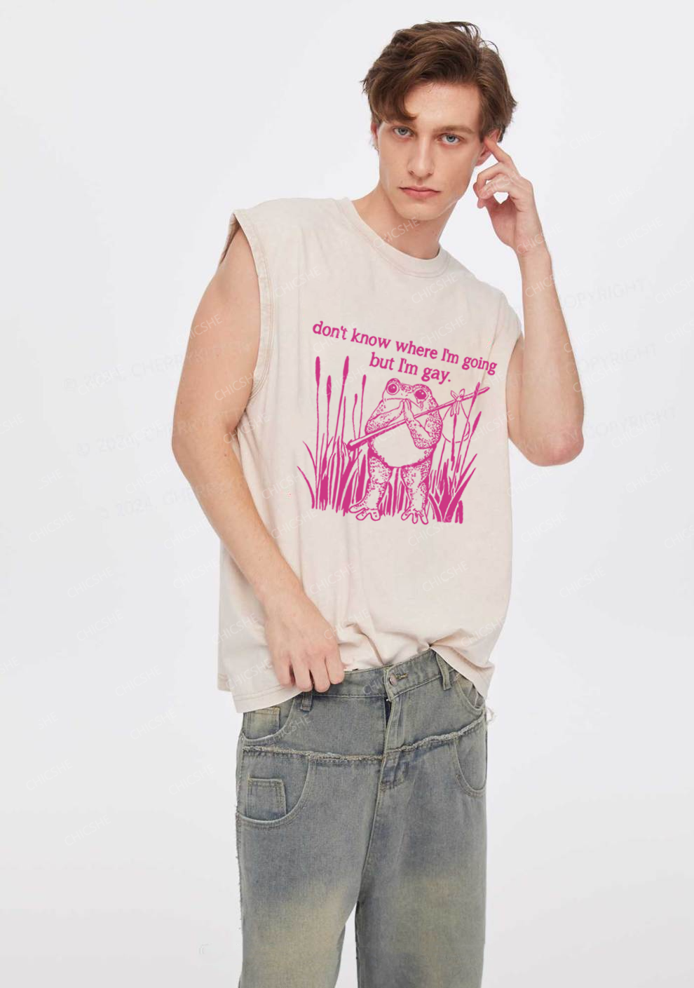 But I Am Gay Frog Pride Y2K Washed Tank Chicshe