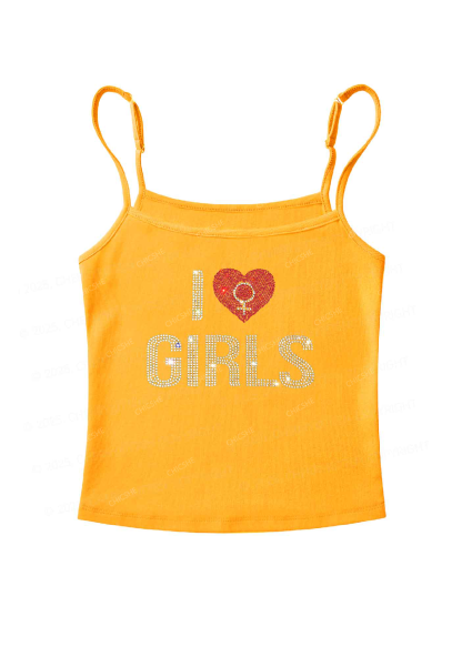 Rhinestone I Love Girls Pride Y2K Spaghetti Strap Cami Chicshe