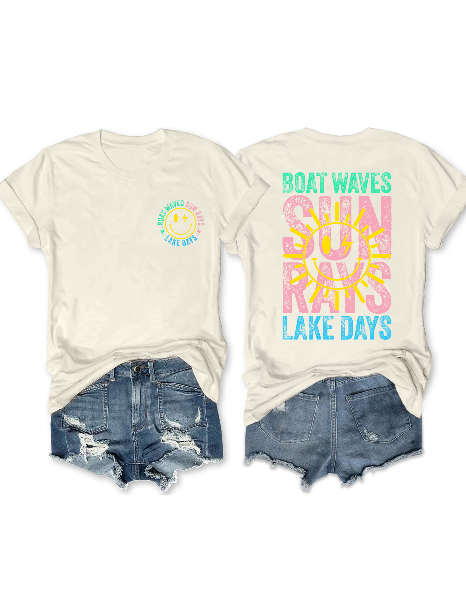 Boat Waves Sun Rays Lake Days T-shirt